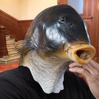 Juokinga gyvūno šamo galvos apdangalo kaukė karnavalui, tiesioginėms transliacijoms, linksmas latekso galvos apdangalas Helovino vakarėlio pasirodymams Mullet black