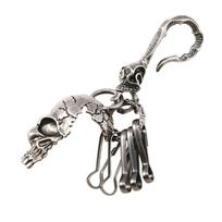 Gothic Style Skeleton Key Holder Skull Keyring For Backpacks Wallets Polished Alloy Bag Hanging Decoration Charm gray