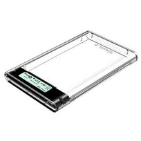 2.5 Inch SATA to USB 3.0/3.1/3.2 Hard Drive Enclosure for 7/9.5mm HDD/SSD,Tool Free Type C Transparent Hard Disk Case with LCD juoda
