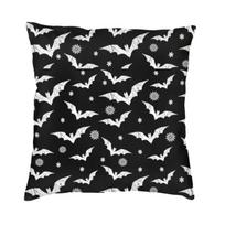 Pastel Goth Pink Black Bats Nordic Throw Pillow Cover Home Decorative Halloween Witch Chair Cushion 45X45Cm Pillowcases Peach skin 18*18(CM)-1Pcs