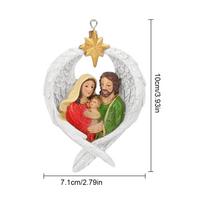 Christmas Tree Decoration Resin Holiday Ornament Nativity Art Craft Holy Family In Angel Wings Decorative Props For Christmas balta