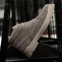 High Top Boots Mens High Quality Leather Shoes Fashion Outdoor Motorcycle Ankle Boots Male Winter Plus Velvet Warm Lace Up Boots 37 chaki