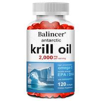 Antarctic Krill Oil 2000mg with Omega-3 EPA DHA & Astaxanthin, 120 Dietary Supplement Softgels 120PCS