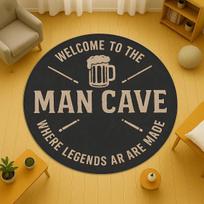 Man Cave Round Rug  Circle Carpet for Living Room Decor  Round Rug Sofa Kid Non-slip Floor Mat Rugs 60cmx60cm