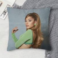 A-Ariana Grande Double-Sided Printed Square Decorative Cushion Cover For Sofa Living Room Home Decor Peach skin 18*18(CM)-1Pcs