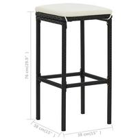 7 Piece Garden Bar Set with Cushions Black
