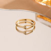 Geometric Diamond Ring Water Drop Hollow Titanium Steel Non-fading Versatile Fashion Claw Ring no. 6