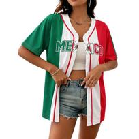 Unisex Baseball Jersey World Cup Print Adult Sports Shirt Button Front Athletic Top Short Sleeve Casual Wear XXL