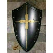 Medieval Black Shield Knight Steel & Brass Replica Shield Larp Prop Cosplay Item