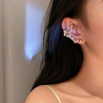New Fashion 1PCS Butterfly Round Ear Cuff Earrings for Women Girls  Jewelry Gift Rhinestone Cartilage Clip