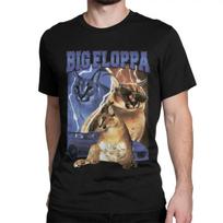 Men Women's BIG FLOPPA VINTAGE RAP Cat Meme T Shirts Big Floppa Pure Cotton Clothing Unique Short Sleeve Tees Gift Idea T-Shirts S