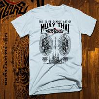 Muay Thai T-shirt Thai boxing Sak Yant tiger Tattoo Thai Boxer Martial White tee S