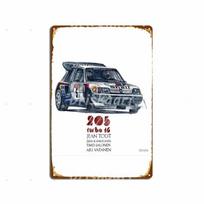 Lenktyninis automobilis 1985 m. Lenktynės Ralio Metalo skardos ženklas Plakatas Barui Klubui Sienai Retro Namams Vintažinė sieninė plokštelė 12x8 colių 20x30cm