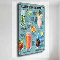 Vintage Classic Rum Cocktails Metal Tin Sign, Mid-20th Century Tropical Drink Guide Wall Plaque for Bar Café Home Man Cave Decor 20x30cm（7.8x11.8inch）