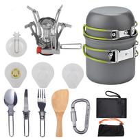 Outdoor Goods Camping Set Pot Combination Portable 1-2 People Picnic Folding Stove Cooker Set