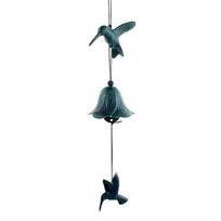 Novelty Wind Chime Hanging Metal Pendant Blessing Hummingbird Cast Iron Bells  Backyard žalia