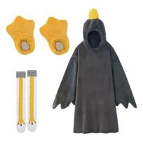 1 rinkinys žąsiuko antklodės su gobtuvu, unisex animacinių filmukų pižamų rinkinys, oversized minkštas šiltas kombinezonas su geltonu snapo dizainu, žiemos vakarėlio miego drabužiai suaugusiems ir vaikams XXL pilka