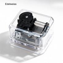 Clockwork Music Box Movement with Transparent Plastic Box Metal Mini Music Mechanical Decorative Collectible for Girl Boy Friend