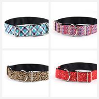 Customized Printing Fashion Design Strong Heavy Duty No Choke Martingale Dog Collar With D-ring for Wide Neck Dogs (as the picture,S)