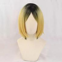 Nauja Kenma Kozume Cosplay perukas Aukštos kokybės dažytas gradientinis galvos odos imitacija trumpas karščiui atsparus sintetinis plaukas Anime Cosplay perukai + Peruko kepuraitė (as the picture,One Size)