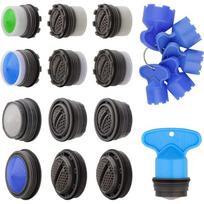 12Pcs Faucet Aerator,5 Sizes Faucet Aerator Key Removal Wrench,Replacement Insert Aerator for Sink M16.5 18.5 21.5 24 mm Tap Aerators Flow Restrictor L001