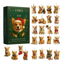 2D Acrylic Dog Advent Calendar Reusable 24 Days Christmas Countdown Calendar Ornaments Puppy Decorations Gifts L