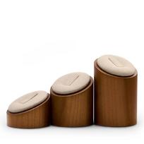 Solid Wood Ring Display Stand Creative Cylinder Slant Jewelry Props 3-Piece Ring Holder Set