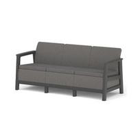 Trivietė lauko sofa Linea, 181,8x73x77,5 cm, juoda