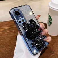 Rabbit Mirror Bracket Case for OPPO Reno 13 12 Pro 11 F Reno 10 Pro Plus Reno 7 8T 4G 5G A3 A58 A38 A78 Seismic Protective Shell For Reno 13&Case & Holder mėlyna