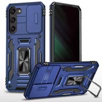 For Samsung S26 Ultra S25 Edge S24 S23 FE S22 S21 Plus Heavy Duty Protection Case Hard 2 in 1 Slide Camera Kickstand Phone Cover Galaxy S24 Ultra mėlyna
