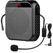 Portable Voice Amplifier With Wired Microphone Headset Rechargeable Speaker Loudspeaker (black)