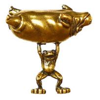 Frog Hippo Sculpture Tiny Frog Lifting Giant Hippo Figurine Whimsical Alloy Desktop Ornament for Office Bookshelf Decor Inspirational Motivational auksinė