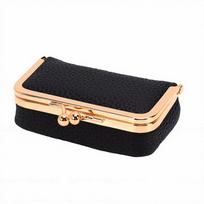 Lipstick Case with Mirror Vintage Lock PU Leather Lipstick Holder Storage Case for Women Black juoda
