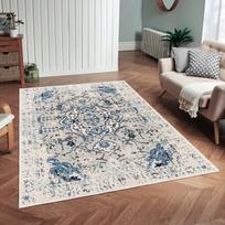 Asir kilimas WOOBTNY0231, 120x180 cm, baltas/mėlynas