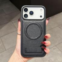 Crystal shield bracket for iPhone17 mobile phone case leather magnetic suction Apple 17ProMax anti-drop protective case IP17 PRO MAX juoda