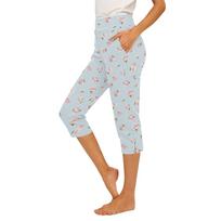 Women Casual Elastic Waist Capri Pants Slim Fit Cropped Trousers with Side Pockets and Leg Slits for Comfortable Daily Wear L mėlyna