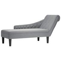 Chaiselongue with Cushion and Right Armrest Light Grey Fabric