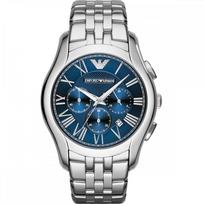 Emporio Armani AR1787 Mėlynas chronografo ciferblatas Vyriškas laikrodis 44mm sidabras