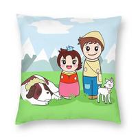 Heidi Peter And Grandpa Alps Goat Mountain Cushion Cover 40X40 Home Decor Cartoon Movie Throw Pillow For Living Room Double Side Peach skin 18*18(CM)-1Pcs