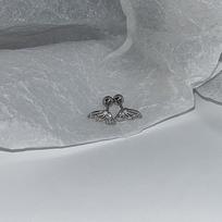 Asymmetrical Double Ear Cuff Studs with Diamond-Like Half Butterfly Wings