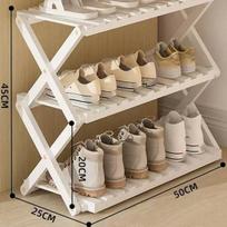 WTEMPO No Installation Required Folding Shoe Rack Dust-proof Simple Door Household Floor-standing Multi-layer Small Dormitory Storage Rack 3-layer balta