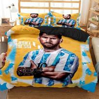 Lionelio Messi patalynės komplektas Futbolo žvaigždės užvalkalas ant antklodės Patalynės komplektas Karališkojo, Karalienės, Dvigubo, Viengulio dydžio antklodės užvalkalų komplektas Dekoruoti EU Single(135*200cm)3pcs