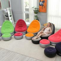 Lazy Inflatable Sofa & Footstool for Indoor/Outdoor Use - Easy to Store & Perfect for Napping žalia