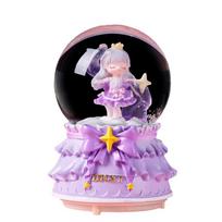 Cartoon Crystal Ball Music Box Handmade Innovative Musical Box with Flashing Light Effect for Home Party Decoration Musical Box