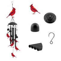 Metal Wind Chime with Painted Bird Ornaments Hanging Outdoor Indoor Decoration for Garden Patio Balcony Home Gift One Size