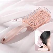 1Pc Elastic Massage Comb Hollow Out Hair Brush Scalp Massage Combs Hair Styling Detangler Fast Blow Drying Detangling Tool rožinė