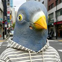 Nauja balandžio galvos kaukė Helovino vakarėliui Juokinga Latekso Gyvūno Pilno Veido Kaukė Mielos snapo formos Blue Pigeon