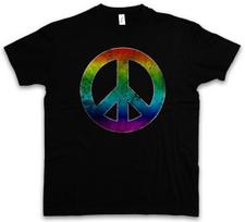 RAINBOW PEACE SYMBOL T-SHIRT Sign Logo Hippie 60s Cultur Goa Gay Free Love 60s 2XL