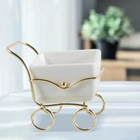 Candlestick Tray Tea Light Stand Modern Metal Candle Holder White Ceramic