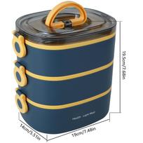 Box Lunch 2000ML 3-Tier Stackable Bento Case Sealed Leak-proof Meal Box Microwave Safe Portable Students Workers Food Container mėlyna